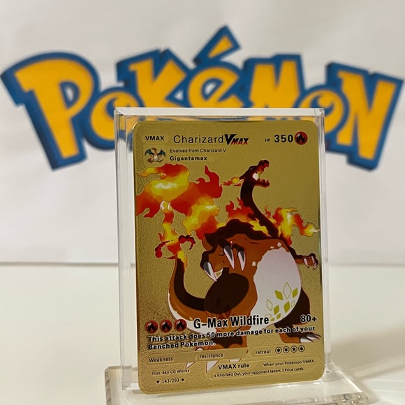 COPY - Pokémon Charizard VMAX 143/293 G-MAX Wildfire Metal Gold Card - Picture 3 of 3